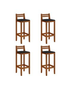 Kit 4 Banquetas em Madeira Maciça Alta 98 Cm Ibiza - Malbec Assento Preto