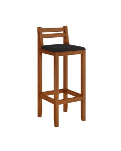 Banqueta em Madeira Maciça Ibiza Balcão 98 Cm - Malbec Assento Preto
