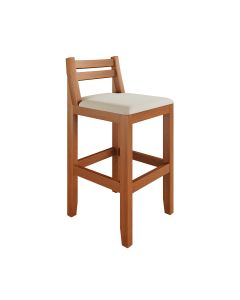 Banqueta em Madeira Maciça Ibiza 78 Cm com Encosto - Malbec Assento Off White