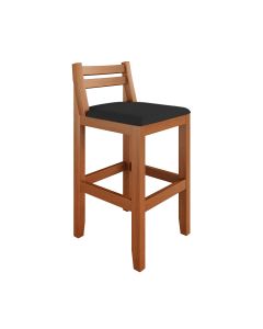 Banqueta em Madeira Maciça Ibiza 78 Cm com Encosto - Malbec Assento Preto