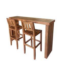 Conjunto Balcão em U Bistrô com 2 Banquetas Madeira Maciça Rubi 120x41cm