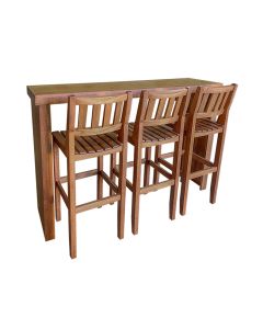 Conjunto Bancada Balcão em U Gourmet com 3 Banquetas Madeira Maciça 150x41cm