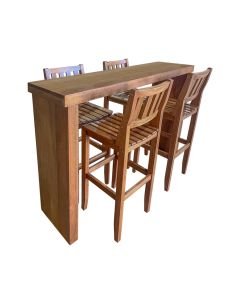 Conjunto Bancada Balcão em U Gourmet com 4 Banquetas Madeira Maciça 120x41cm