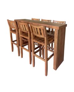 Conjunto Balcão em U Bistrô com 6 Banquetas Madeira Maciça Rubi 150x41cm